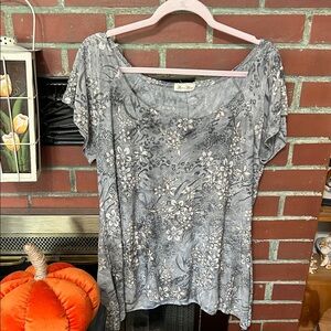 Brittany Black Gray Floral Blouse